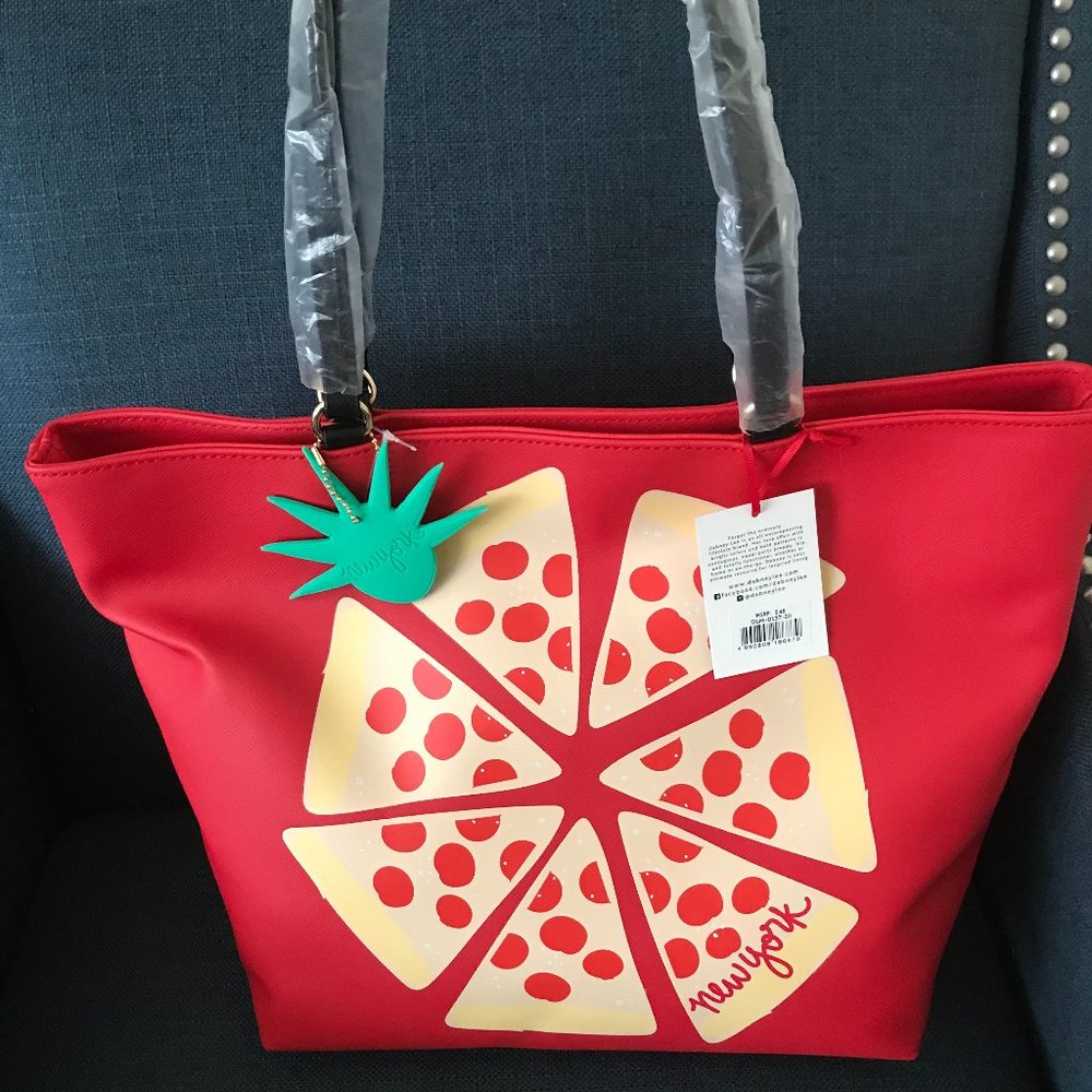 NWT DABNEY LEE NEW YORK RED PIZZA LARGE TOTE BAG  23.4X19.7X6.5